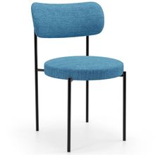 Cadeira Decorativa Estofada Para Sala De Jantar Louise L02 Linho Azul  - Lyam Decor