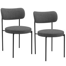Kit 02 Cadeiras Estofadas Para Sala De Jantar Louise L02 Linho Cinza Escuro - Lyam Decor