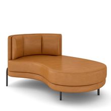 Sofá Chaise Longue Sala de Estar Living Lucca Direito D02 Couríssimo Whisky B-90 - Lyam Decor