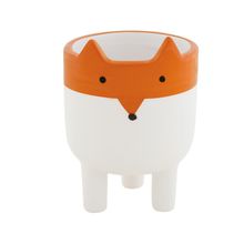 Cachepot "Raposa" Branco E Laranja em Cerâmica 15 cm - D'Rossi