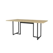 Mesa de Jantar 06 Lugares Lina 180 cm Natural Base Metálica Industrial Preto - D'Rossi