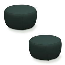 Kit 2 Puffs Decorativos Mariele Sala de Estar Pés em Madeira Couro Verde Musgo G88 - Gran Belo