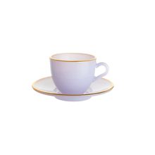 Xicara Café Matte Lilás com Borda Dourada 85Ml 4 Peças