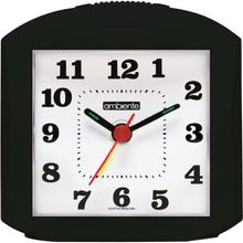 Despertador Quartz Ambiente Ref: 1601-034 Preto Retangular