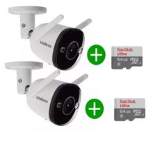 kit 2 Câmera Intelbras Im5 Colorida Dia Noite Fala E Escuta Com Sirene + Cartão de Memoria 64gb