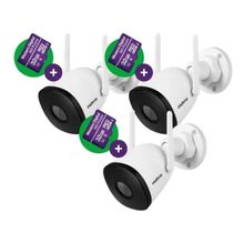 Kit 3 Câmeras Wi-fi Intelbras Im5s Com Cartao 32gb Fullhd