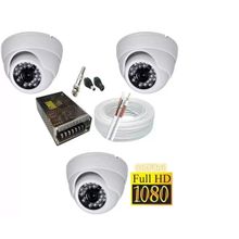 Kit 3 Câmeras Dome Infra vermelho Hd c/ Acessórios