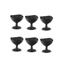 Jogo de Sobremesa Preto Taça 300ml Tigela Plastico 6un