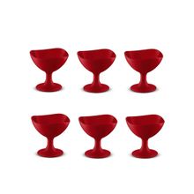 Jogo de Sobremesa Vermelho Taça 300ml Tigela Plastico 6un