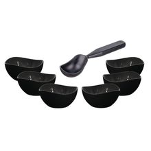 Jogo de Sobremesa Tigela 300ml e Colher de Sorvete Preto Kit