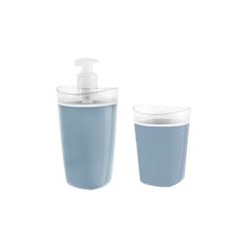 Porta Sabonete Liquido e Porta Algodao Gel Azul Quarto Bebe 2un