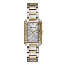 Relógio Seculus Feminino Ref: 23723lpsvbs2 Retangular Bicolor