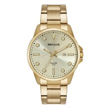 Relógio Seculus Masculino Ref: 44217gpsvda2 Casual Dourado