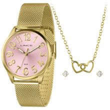 Relógio Lince Feminino Ref: Lrgh222l40 K0dbr2kx Dourado + Semijoia
