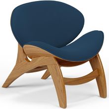 Poltrona Decorativa Orgânica Sala Living Kadosh L02 Suede Azul Marinho - Lyam Decor