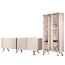 Kit Aparador Buffet Bar Living Santiago com Cristaleira Adega Síria B01 Off White - Lyam