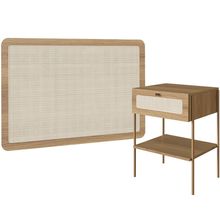 Kit 02 Mesas de Cabeceira 01 Gaveta com Telinha Industrial Indy A03 Hanover Dourado - Lyam Decor