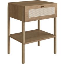 Mesa de Cabeceira 01 Gaveta com Telinha Pés Madeira Moss A03 Hanover Roble - Lyam Decor
