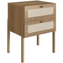 Mesa de Cabeceira 02 Gavetas com Telinha Pés Madeira Moss A03 Hanover Roble - Lyam Decor