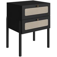 Mesa de Cabeceira 02 Gavetas com Telinha Pés Madeira Moss A03 Nero Preto - Lyam Decor