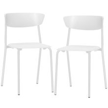 Kit 02 Cadeiras Empilhável Fixa Atom F02 Base Aço Branco - Lyam Decor