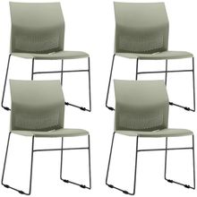 Kit 04 Cadeiras Empilhável Fixa Link F02 Base Aço Preta Verde - Lyam Decor