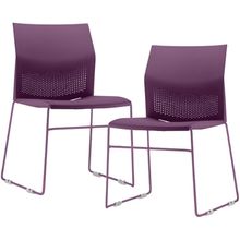 Kit 02 Cadeiras Empilhável Fixa Link F02 Base Aço Roxo - Lyam Decor