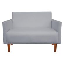 Namoradeira Jade 02 Lugares Corino Cinza Pés Chanfrado Castanho - D'Rossi