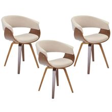 Kit 03 Cadeiras Decorativas para Escritório Recepção Ohana Fixa Linho Bege - Gran Belo