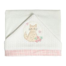 Toalha de Banho Bebê Gatinhos Off White 87x88 cm - Hug