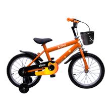 Bicicleta Infantil Aro 16 Com Rodinhas De Treinamento E Cestinha Bike Criança Menino Zippy Laranja