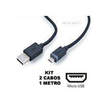 Kit com 2 Cabos USB Tipo V8  Carregamento e Transferência de Dados Rápido