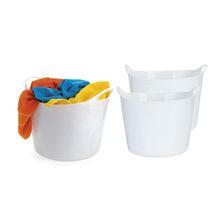 Cestos Branco Organizador Balde 20L Roupa Brinquedos 3un