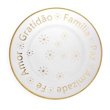 Sousplat de Plástico Desejos de Natal Transparente e Dourado com Estrelas 33 cm - D'Rossi