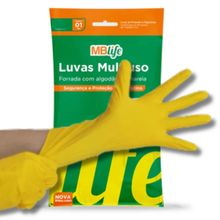 Luva Resistente Multiuso Limpeza Amarela G Mblife 10 Pares