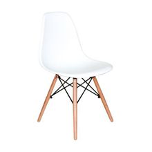Cadeira Charles Eames Eiffel Branca Base Madeira Sala Cozinha Jantar