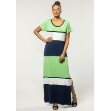 Vestido Longo Listrado Verde e Azul Marinho | Pau a Pique VERDE - GG