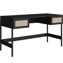 Mesa Escrivaninha Home Office 2 Gavetas Pés Madeira Moss A03 Nero Preto - Lyam Decor
