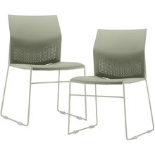 Kit 02 Cadeiras Empilhável Fixa Link F02 Base Aço Verde - Lyam Decor