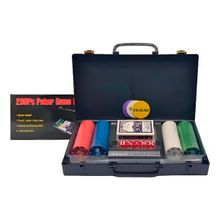 Jogo Poker Profissional Texas Hold'em Com 200 Fichas Numeradas 2 Baralhos  Botões Dealer Maleta