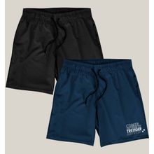 Kit 2 Shorts Academia Masculino Elastano Premium WSS Gym Rotina Preto Azul