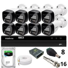 Kit 8 Câmeras Intelbras  Bullet 1220b Full Color Dvr Intelbras 1216-c Mhdx Com Acesso Remoto Hd 6tb
