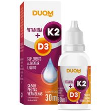 VITAMINA D3 + K2 EM GOTAS 30 ML FRUTAS VERMELHAS - DUOM