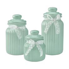 Pote hermético lace para armazenar alimentos  jogo com 3 potes de vidro
