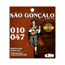 Kit C/ 3 Jogos de Cordas São Gonçalo P/ Violão Aço C/ Bolinha Tensão Leve 10/47 - EC0579