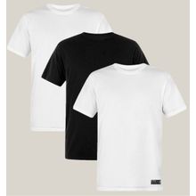 Kit 3 Camisetas Básicas Brancas e Preta Masculina Algodão Prime WSS Basic