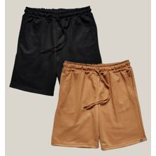 Kit 2 Bermuda Masculina Moletom WSS Basic Preto e Mostarda