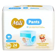 Fralda Descartável Mili Love & Care PREMIUM  PANTS (Tam: XXG)  cintura elástica 360º - pacote c/ 24 fraldas