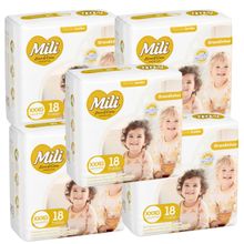 Fralda Descartável Mili Love & Care 5 Pacotes c/ 18 (total: 90 fraldas)  Tam: XXXG - Grandinho