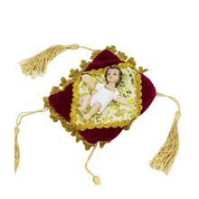 Menino Jesus Roupa Branca Na Almofada 7.5cm - Enfeite Resina - Tudo em Caixa